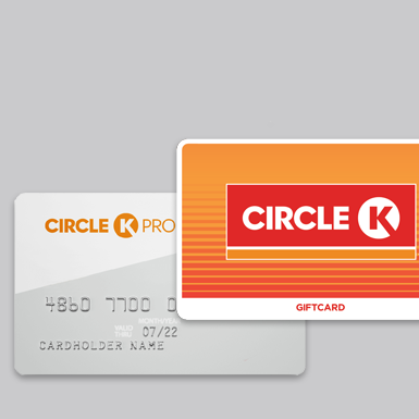A Circle K Pro card next to a Circle K gift card.